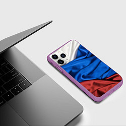 Чехол iPhone 11 Pro матовый Российский Триколор, цвет: 3D-фиолетовый — фото 2