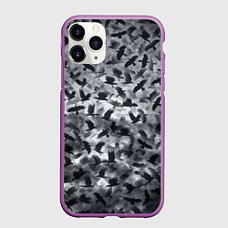 Чехол iPhone 11 Pro матовый Вороны, цвет: 3D-фиолетовый