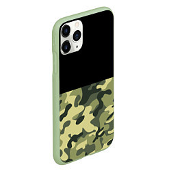 Чехол iPhone 11 Pro матовый Камуфляж: черный/хаки, цвет: 3D-салатовый — фото 2