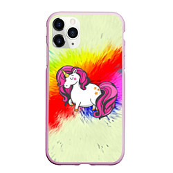 Чехол iPhone 11 Pro матовый Радужный Единорог, цвет: 3D-розовый