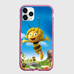 Чехол iPhone 11 Pro матовый Пчелка Майя, цвет: 3D-малиновый