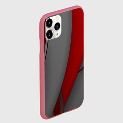 Чехол iPhone 11 Pro матовый Red-gray abstraction, цвет: 3D-малиновый — фото 2