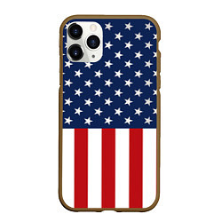 Чехол iPhone 11 Pro матовый Флаг США, цвет: 3D-коричневый