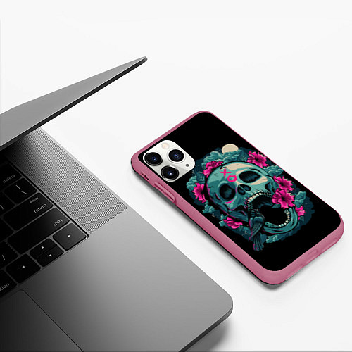 Чехол iPhone 11 Pro матовый Dia de Muertos / 3D-Малиновый – фото 3