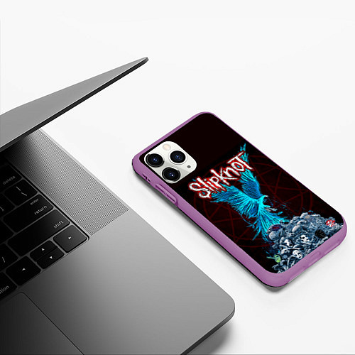 Чехол iPhone 11 Pro матовый Орел группа Slipknot / 3D-Фиолетовый – фото 3