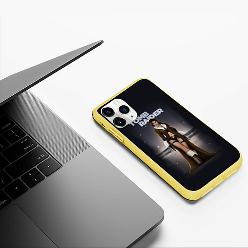 Чехол iPhone 11 Pro матовый TOMB RAIDER / 3D-Желтый – фото 3