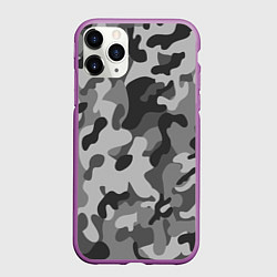 Чехол iPhone 11 Pro матовый Ночной Камуфляж 1, цвет: 3D-фиолетовый