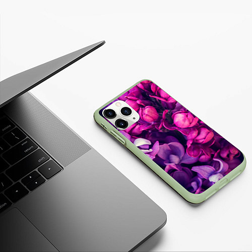 Чехол iPhone 11 Pro матовый Тюльпановый сад / 3D-Салатовый – фото 3