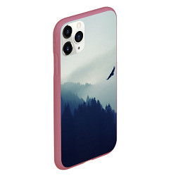Чехол iPhone 11 Pro матовый Орел над Лесом, цвет: 3D-малиновый — фото 2