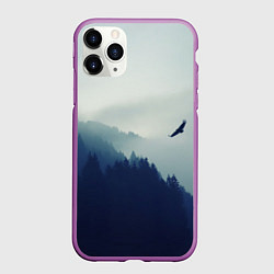Чехол iPhone 11 Pro матовый Орел над Лесом, цвет: 3D-фиолетовый