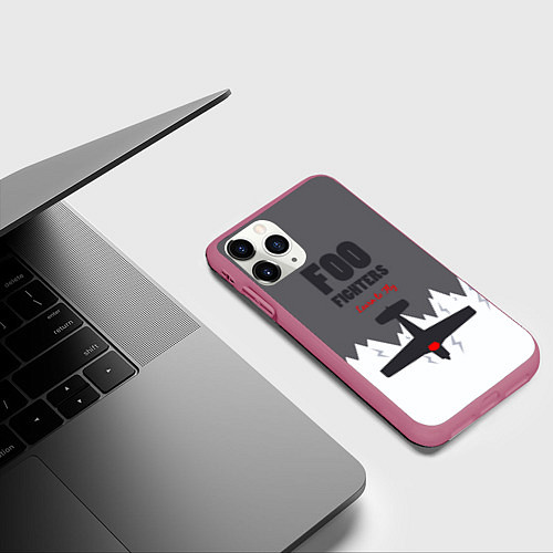 Чехол iPhone 11 Pro матовый Foo Fighters: Learn to fly / 3D-Малиновый – фото 3