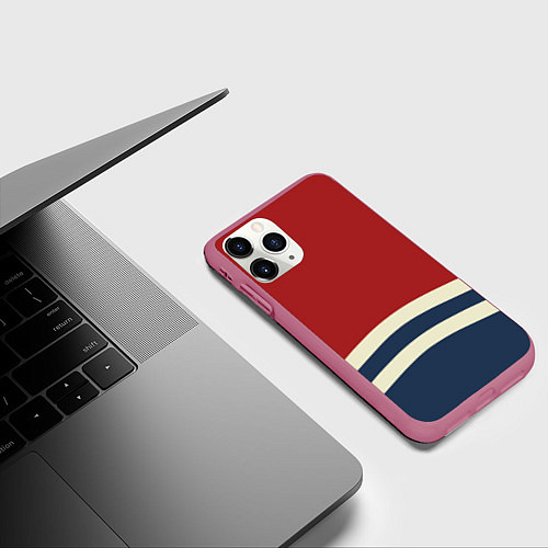 Чехол iPhone 11 Pro матовый Волны в море / 3D-Малиновый – фото 3