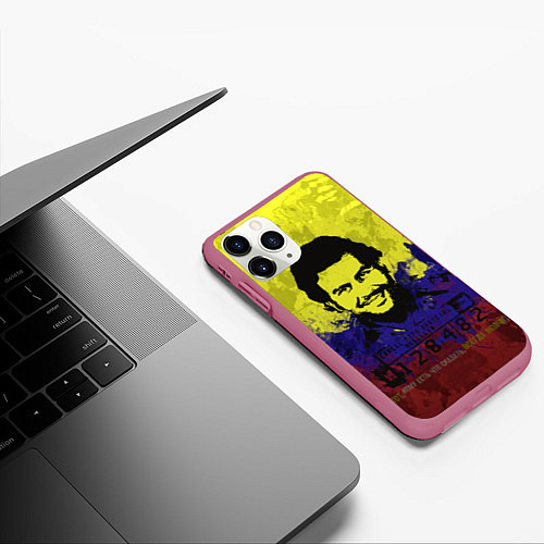 Чехол iPhone 11 Pro матовый Пабло Эскобар / 3D-Малиновый – фото 3