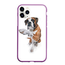 Чехол iPhone 11 Pro матовый Боксер, цвет: 3D-фиолетовый