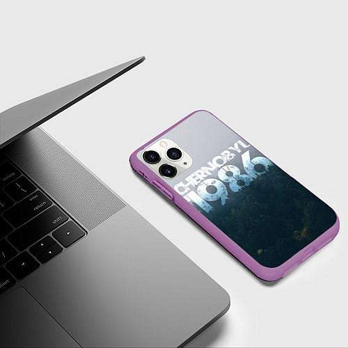 Чехол iPhone 11 Pro матовый Чернобыль 1986 / 3D-Фиолетовый – фото 3