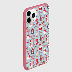 Чехол iPhone 11 Pro матовый Рождественская Милота, цвет: 3D-малиновый — фото 2
