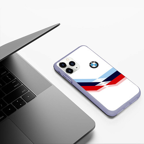 Чехол iPhone 11 Pro матовый BMW БМВ WHITE / 3D-Светло-сиреневый – фото 3