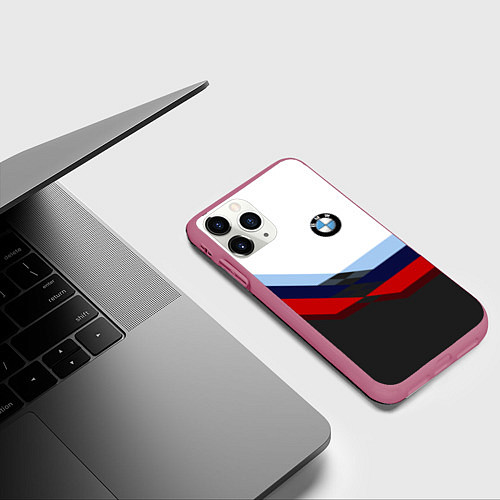 Чехол iPhone 11 Pro матовый BMW M SPORT / 3D-Малиновый – фото 3
