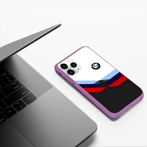 Чехол iPhone 11 Pro матовый BMW M SPORT / 3D-Фиолетовый – фото 3