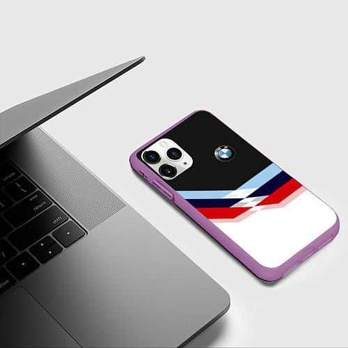 Чехол iPhone 11 Pro матовый BMW M SPORT / 3D-Фиолетовый – фото 3