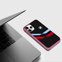 Чехол iPhone 11 Pro матовый Бмв Bmw Black, цвет: 3D-малиновый — фото 2