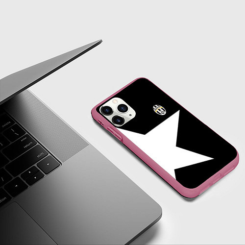 Чехол iPhone 11 Pro матовый FC Juventus: Star / 3D-Малиновый – фото 3