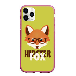 Чехол iPhone 11 Pro матовый Hipster Fox, цвет: 3D-малиновый