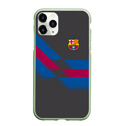 Чехол iPhone 11 Pro матовый Barcelona FC: Dark style, цвет: 3D-салатовый