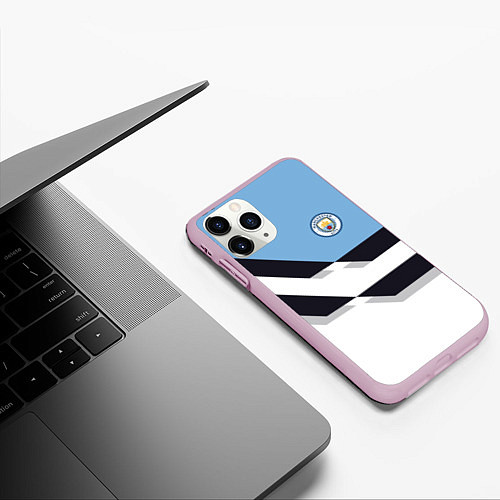 Чехол iPhone 11 Pro матовый Manchester City FC: White style / 3D-Розовый – фото 3