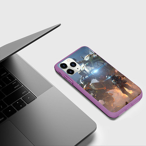 Чехол iPhone 11 Pro матовый Titanfall: Attack Robots / 3D-Фиолетовый – фото 3