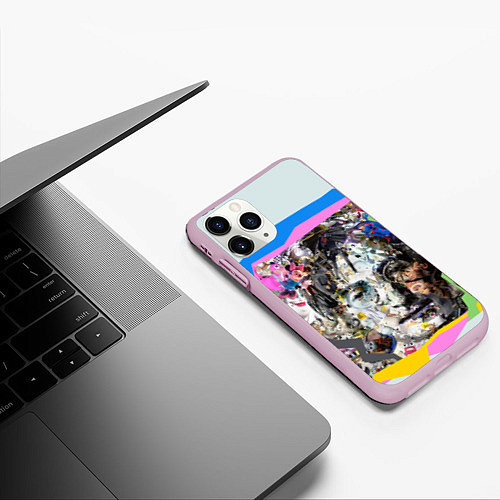 Чехол iPhone 11 Pro матовый John Lennon: Abstraction / 3D-Розовый – фото 3