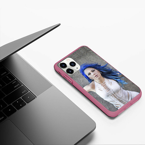 Чехол iPhone 11 Pro матовый Arch Enemy: Alissa White-Gluz / 3D-Малиновый – фото 3