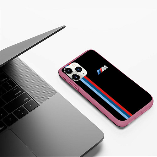 Чехол iPhone 11 Pro матовый BMW BLACK COLLECTION БМВ / 3D-Малиновый – фото 3