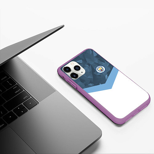 Чехол iPhone 11 Pro матовый Manchester City FC: Sport / 3D-Фиолетовый – фото 3