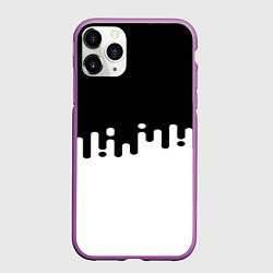 Чехол iPhone 11 Pro матовый Чёрно-белый узор, цвет: 3D-фиолетовый