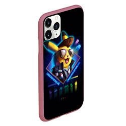 Чехол iPhone 11 Pro матовый Retro Pikachu, цвет: 3D-малиновый — фото 2