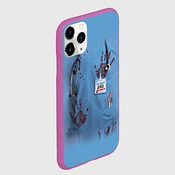 Чехол iPhone 11 Pro матовый Костюм врача кровь, цвет: 3D-фиолетовый — фото 2