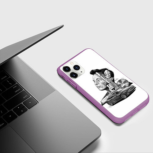 Чехол iPhone 11 Pro матовый Илон Маск / 3D-Фиолетовый – фото 3