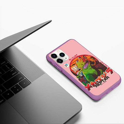 Чехол iPhone 11 Pro матовый Godzilla Reptar / 3D-Фиолетовый – фото 3