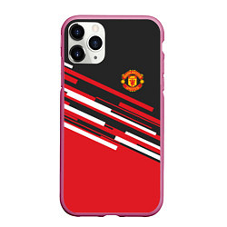 Чехол iPhone 11 Pro матовый Man UTD FC: Sport Line 2018, цвет: 3D-малиновый