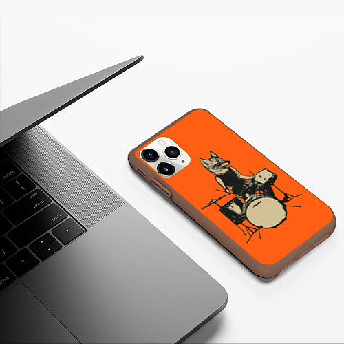 Чехол iPhone 11 Pro матовый Drums Fox / 3D-Коричневый – фото 3