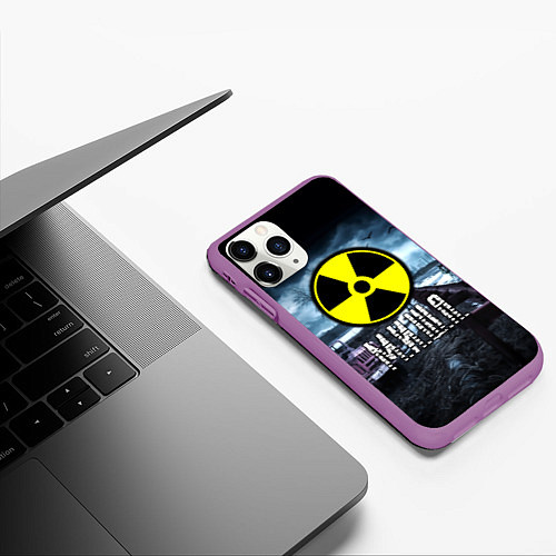 Чехол iPhone 11 Pro матовый S.T.A.L.K.E.R: Миша / 3D-Фиолетовый – фото 3
