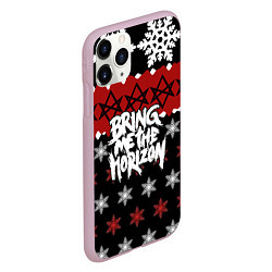 Чехол iPhone 11 Pro матовый Праздничный Bring Me the Horizon, цвет: 3D-розовый — фото 2