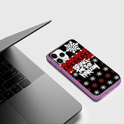 Чехол iPhone 11 Pro матовый Праздничный Bring Me the Horizon, цвет: 3D-фиолетовый — фото 2