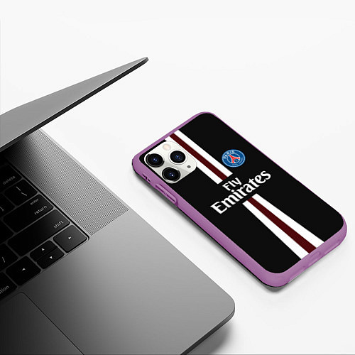 Чехол iPhone 11 Pro матовый PSG FC: Black 2018 / 3D-Фиолетовый – фото 3