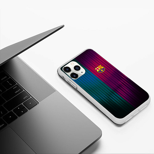 Чехол iPhone 11 Pro матовый Barcelona FC: Abstract 2018 / 3D-Белый – фото 3