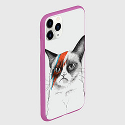 Чехол iPhone 11 Pro матовый David Bowie: Grumpy cat, цвет: 3D-фиолетовый — фото 2