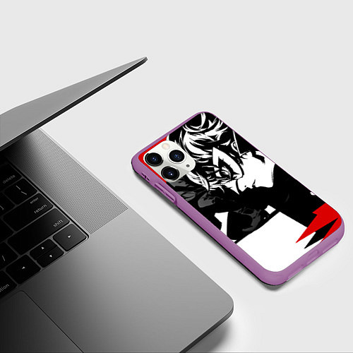Чехол iPhone 11 Pro матовый Persona 5 / 3D-Фиолетовый – фото 3