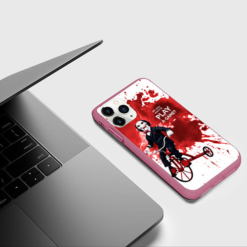 Чехол iPhone 11 Pro матовый Play a game? / 3D-Малиновый – фото 3