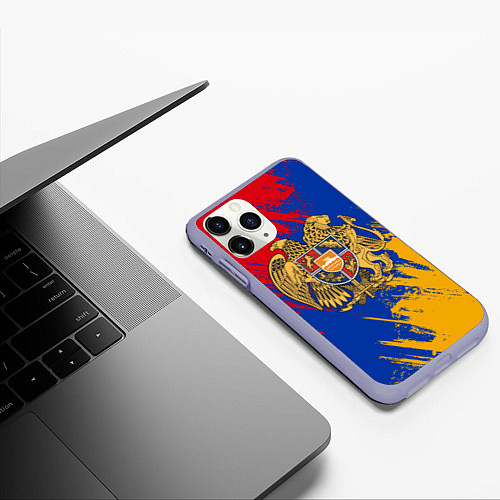 Чехол iPhone 11 Pro матовый Герб и флаг Армении / 3D-Светло-сиреневый – фото 3